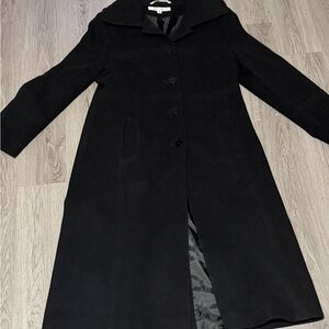 Larry Levine Black Long Wool Trench Coat